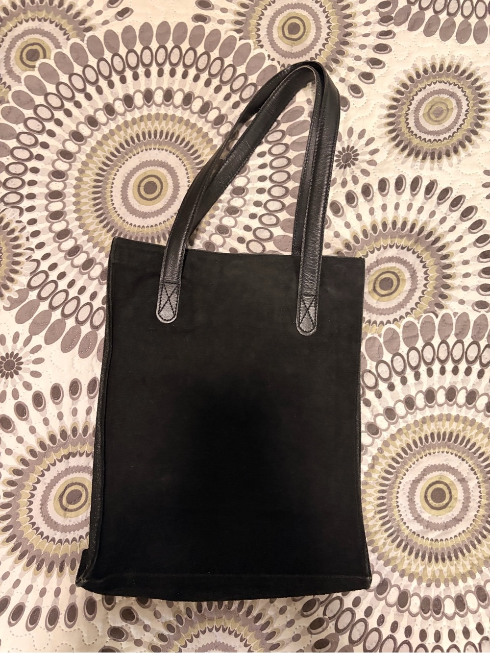 Chico’s Black Suede Hand Bag with Leather Handles